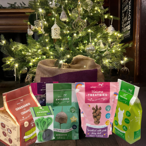 The Classic Silvermoor Christmas sack under the Christmas treats with healthy low sugar horse treats.